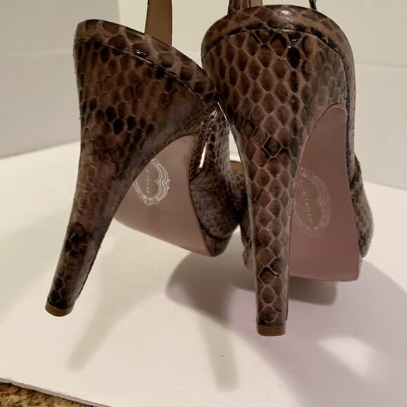 Elie Tahari Womens Brown Snakeskin Peep Toe Shoes Heels Size US 9.5 - Picture 5 of 11